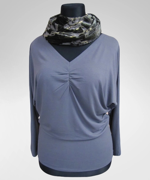 Bluzka Amanda - kimono nietoperz z marszczonym dekoltem